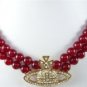 5 colors! charm 2 row green/purple/red jade white/black pearl pendant necklace