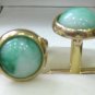 Noblest 18KGP green jade bead Cufflinks free shipping