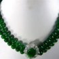 2 colors! noblest 2 row 8mm green/red jade wedding +jade/zircon pendant necklace