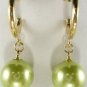 12mm white/pink/red/coffee/gray/black/green/yellow shell pearl 18KGP earrings