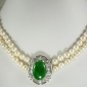 6 colors! charm 2 row white pearl & green/red/purple/blue jade pendant necklace