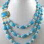 5 colors! fine 3 row mixed pearl & Multi Color jade stone wedding bless necklace