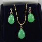 4 colors-charm 10_15mm light green jade 18KGP /bless earring pendant free chain