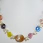 5 colors! beautiful mixed white pearl & Multi Color jade necklace 17 inch