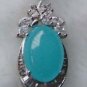 5 color! lady's stunning blue/green oval jade bead 18KGP CZ pendant free chain