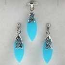 10 colors-fine 18KGP blue/green/purple/yellow/red jade pendant earring set