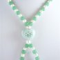 5 colors! fancy white pearl & green jade +carved bless jade pendant necklace