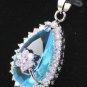4 color! fine light /blue oval zircon bead 18KGP flower pendant free chain