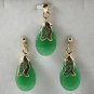 12 colors-lovely green/blue/purple/yellow/red jade 18KGP pendant earring set