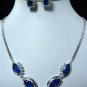 3 colors- charm 18KGP blue/red/purple zircon necklace pendant ring earring set