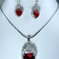 3 colors- noblest heart love red/purple/red zircon pendant dangle earring set