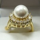 Fine 10mm white pink red gray black yellow shell pearl bead 18KGP ring(#6,7,8,9)