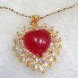 2 color! fancy beautiful red jade heart love CZ bless pendant free chain
