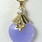 9 color! fine green/pink/red/purple heart love jade 18KGP pendant necklace