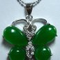 10 color! fine pink/red/blue zircon green jade 18KGP butterfly pendant necklace