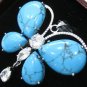 4 color! beautiful green jade bead turquoise 18KGP CZ butterfly pendant necklace