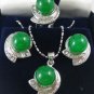 5 colors-noblest 10mm green/purple jade -black agate 18KGP ring pendant earring