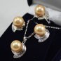 10 colors-10mm yellow/green/gray/pink/black shell pearl earring pendant ring set