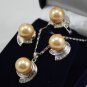 10 colors-10mm yellow/green/gray/pink/black shell pearl earring pendant ring set