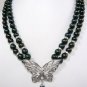 4 colors! fancy 2 row black/white pearl butterfly necklace + shell pearl pendant