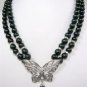 4 colors! fancy 2 row black/white pearl butterfly necklace + shell pearl pendant