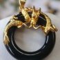 10 color!fancy green/purple/red circle jade-black agate-turquoise dragon pendant