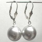 Beautiful 12mm white pink gray lavender black sea shell pearl danlge earrings
