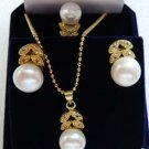 3 colors- noblest white/pink/black fresh water pearl 18KGP earring pendant ring