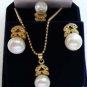 3 colors- noblest white/pink/black fresh water pearl 18KGP earring pendant ring