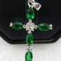 7 color!green/red/yellow/blue/purple zircon -green jade bless cross 18KGP pendat