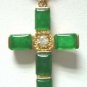 7 colors! stunning green/purple jade black agate 18KGP cross pendant free chain
