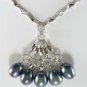 2 color! charming cultured white/black pearl bead 18KGP CZ pendant necklace