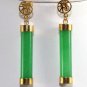 Stunning lady's green/ purple Cylindrical jade bead bless happiness earrings