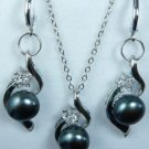 3 color- noblest cultured pink/black pearl 18KGP pendant free chain