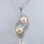 2 color! beautiful cultured pink/lavender pearl bead 18KGP CZ pendant free chain