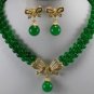 8 color- 2 row 8mm green/purple jade Amethyst necklace+ flower pendant earrings