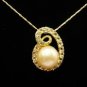 2 color! stunning cultured 9-10mm white/pink pearl bead 18KGP pendant free chain