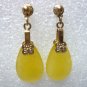 Fine lady's 18KGP red/yellow/purple/blue teardrop jade bead stud dangle earrings