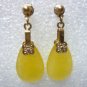 Fine lady's 18KGP red/yellow/purple/blue teardrop jade bead stud dangle earrings