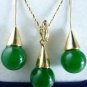 7 colors-fine 12mm black agate-purple/green jade 18KGP pendant earring set