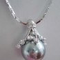 6 color! fine 14mm gray/pink/yellow shell pearl bead 18KGP pendant free chain