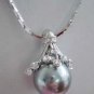 6 color! fine 14mm gray/pink/yellow shell pearl bead 18KGP pendant free chain
