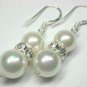 Charming twins 8-10mm white black sea shell pearl bead hook earrings