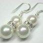 Charming twins 8-10mm white black sea shell pearl bead hook earrings