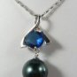 8 color! 12mm white/black shell pearl &white/purple/blue zircon 18KGP pendant