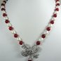 3 colors! charm white/black pearl &green/red jade necklace +jade/shell pendant