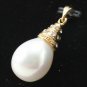 2 colors! exquisite 12*15mm white shell pearl CZ pendant free chain