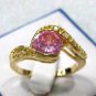 2 colors! lady's charming fancy purple/pink zircon bead ring #7,8,9