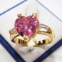 4 colors! lady's charming white/pink/yellow/blue heart love zircon ring#7,8,9