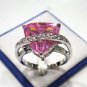 6 colors! lady's exquisite white/pink/yellow/black heart love zircon ring#7,8,9